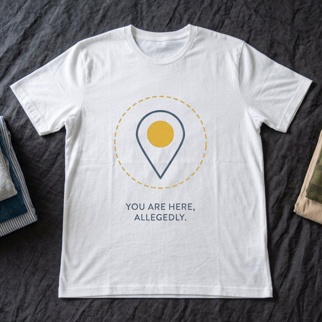 “You Are Here, Allegedly” - Hiking T-Shirt