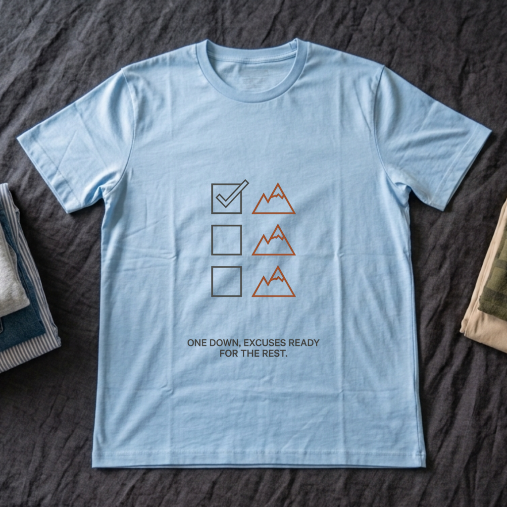 "One Down, Excuses Ready for The Rest" - Hiking T-Shirt